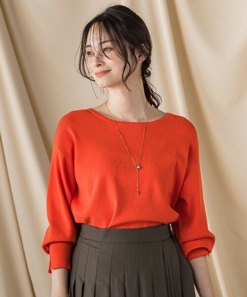 LAUTREAMONT/ロートレアモン 袖ボタンクルーネックニット ≪手洗い可能≫ レッド 11号 LAUTREAMONT/ロートレアモン 袖ボタンクルーネックニット ≪手洗い可能≫ レッド 11号