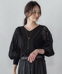 LAUTREAMONT / ロートレアモン ニット・セーター | エンブロイダリースリーブニットプルオーバー ≪手洗い可能≫≪手洗い可能≫