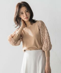 LAUTREAMONT / ロートレアモン ニット・セーター | エンブロイダリースリーブニットプルオーバー ≪手洗い可能≫≪手洗い可能≫