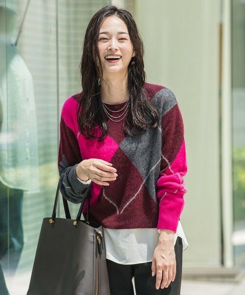 LAUTREAMONT/ロートレアモン ラクーン混アーガイルジャカードプルオーバー ピンク系その他 9号