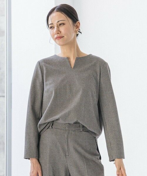 LAUTREAMONT/ロートレアモン 両面起毛キーネックブラウス＜WEB限定11号サイズ＞ チェック(ブラウン) 9号