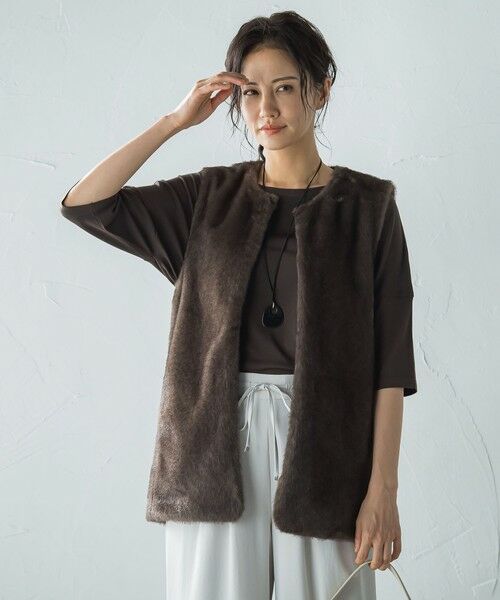 LAUTREAMONT/ロートレアモン ECOPELフェイクファージャケット ブラウン 9号 LAUTREAMONT/ロートレアモン ECOPELフェイクファージャケット ブラウン 9号