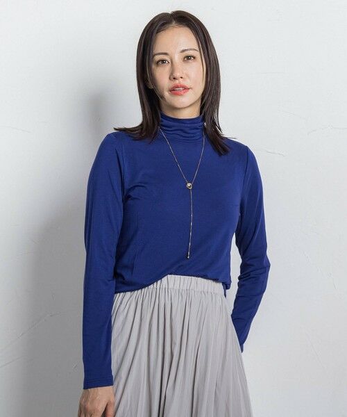 LAUTREAMONT/ロートレアモン 【WEB限定】吸湿発熱スムースストレッチタートルカットソー ブルー 11号