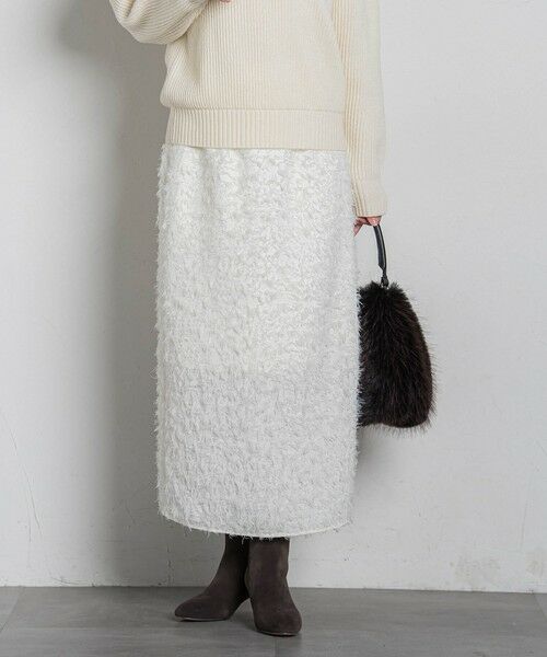 LAUTREAMONT/ロートレアモン エディター東原妙子 × LAUTREAMONT /フェザージャガードタイトスカート ホワイト 9号