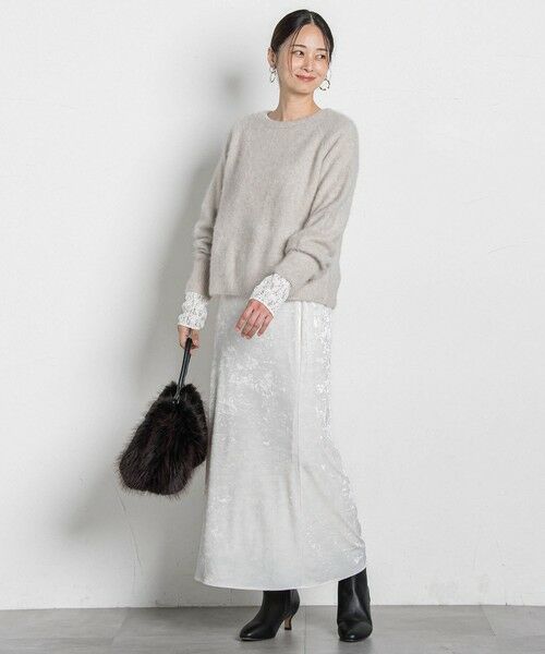 LAUTREAMONT / ロートレアモン ミニ・ひざ丈スカート | スノーベロアクラッシュスカート | 詳細3