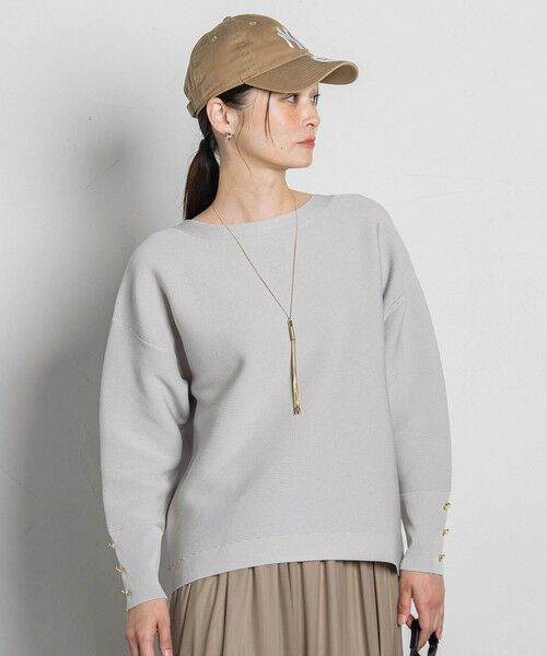 LAUTREAMONT/ロートレアモン 【WEB限定】ソデボタンガーターニット&#8810;11号あり/洗える&#8811; ライトグレー 11号