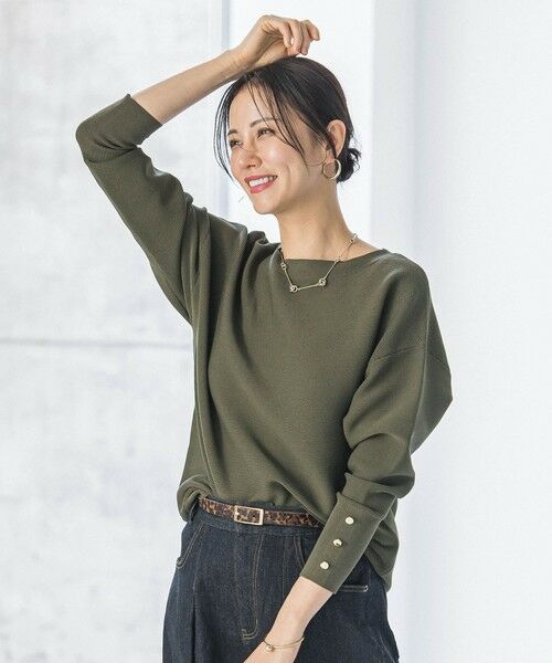 LAUTREAMONT/ロートレアモン 【WEB限定】ソデボタンガーターニット&#8810;11号あり/洗える&#8811; カーキ 11号