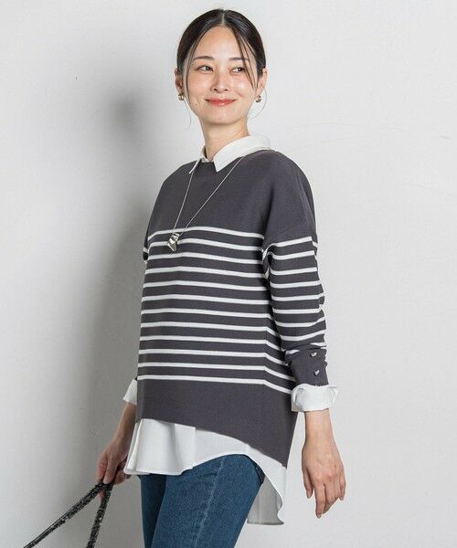 LAUTREAMONT/ロートレアモン 【WEB限定】ソデボタンガーターニット&#8810;11号あり/洗える&#8811; ダークグレー 11号