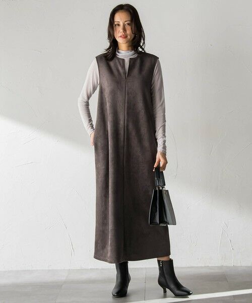 LAUTREAMONT / ロートレアモン ロング・マキシ丈ワンピース | 【WEB限定】フェイクスエードワンピース≪洗える≫ | 詳細20