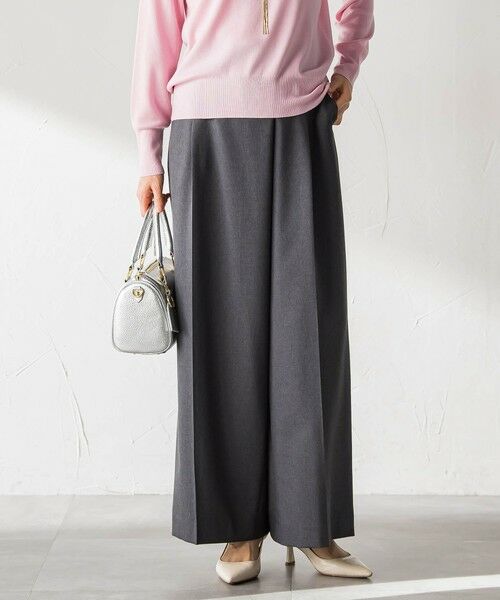 LAUTREAMONT / ロートレアモン その他パンツ | ソフィーツイルストレッチワイドパンツ ≪洗える≫（チャコールグレー）