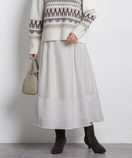 LAUTREAMONT / ロートレアモン ミニ・ひざ丈スカート | 素材切り替えオーガンジースカート | 詳細1