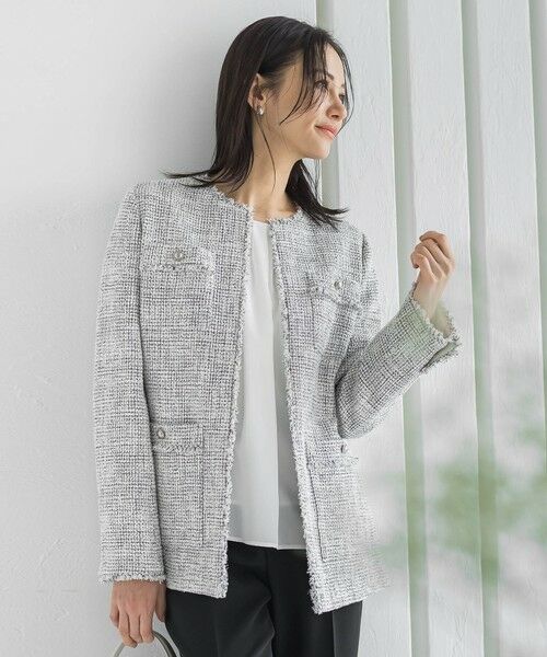 LAUTREAMONT / ロートレアモン テーラードジャケット | ストレッチツイードミドルジャケット | 詳細4