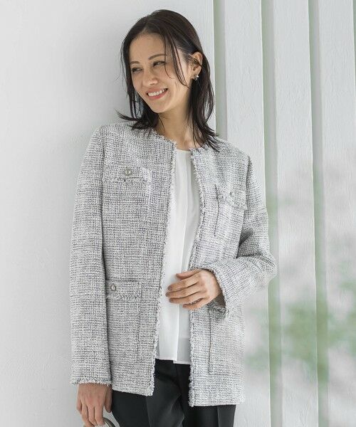 LAUTREAMONT / ロートレアモン テーラードジャケット | ストレッチツイードミドルジャケット | 詳細5