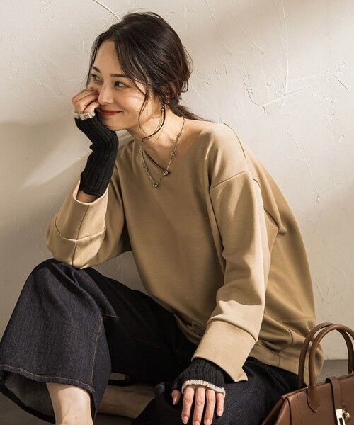 LAUTREAMONT / ロートレアモン カットソー | 【WEB限定】《暖色美》裏起毛Vネックトップス≪手洗い≫（キャメル）