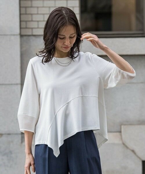 LAUTREAMONT / ロートレアモン カットソー | オーガンジーアシメヘムカットソー≪UVカット≫（ホワイト）