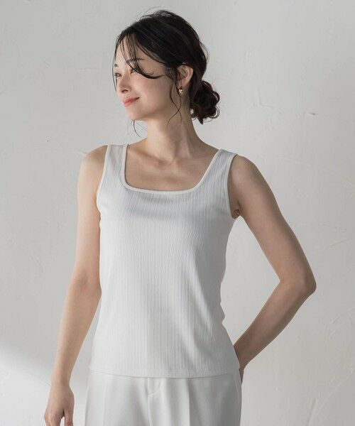 LAUTREAMONT / ロートレアモン カットソー | ランダムテレコストレッチタンクトップ（ホワイト）