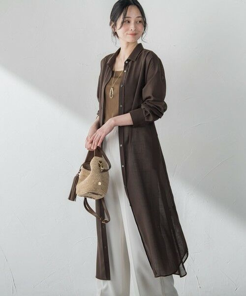 LAUTREAMONT / ロートレアモン ロング・マキシ丈ワンピース | アサチョウボイルシャツワンピース≪吸水速乾≫（ブラウン）