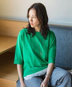 LAUTREAMONT / ロートレアモン ニット・セーター | クルーネック五分袖ニット≪WEB限定サイズ11号/WEB限定カラーあり/洗える≫