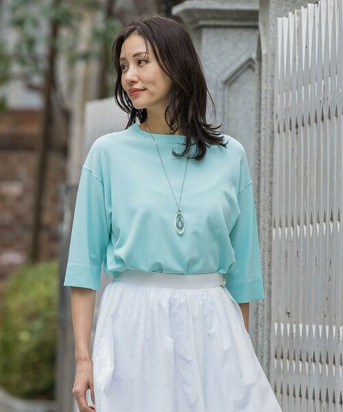 LAUTREAMONT / ロートレアモン ニット・セーター | クルーネック五分袖ニット≪WEB限定サイズ11号/WEB限定カラーあり/洗える≫（グリーン）