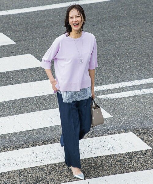 LAUTREAMONT / ロートレアモン ニット・セーター | クルーネック五分袖ニット≪WEB限定サイズ11号/WEB限定カラーあり/洗える≫ | 詳細25