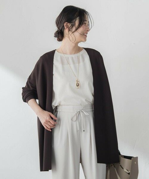 LAUTREAMONT / ロートレアモン カーディガン・ボレロ | ストレッチ着流しカーディガン（ブラウン）