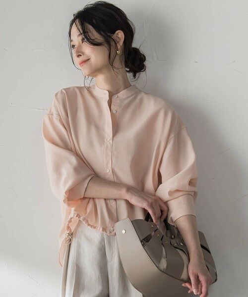 LAUTREAMONT / ロートレアモン シャツ・ブラウス | シアーバンドカラーブラウス≪洗える≫（ピンク）