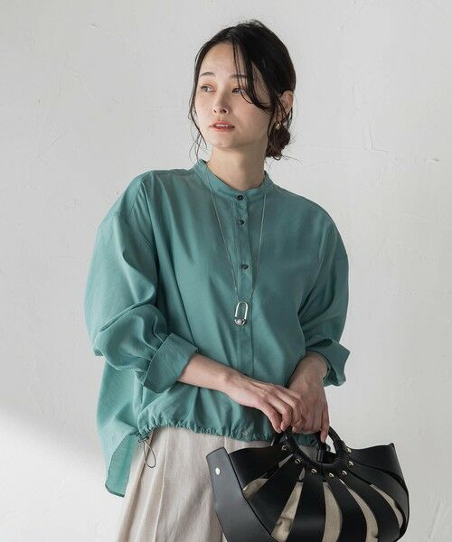 LAUTREAMONT / ロートレアモン シャツ・ブラウス | シアーバンドカラーブラウス≪洗える≫（グリーン）