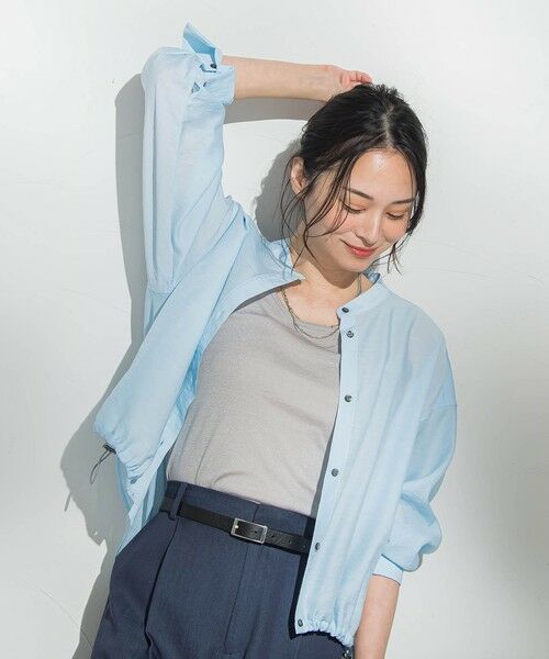 LAUTREAMONT / ロートレアモン シャツ・ブラウス | シアーバンドカラーブラウス≪洗える≫（ライトブルー）