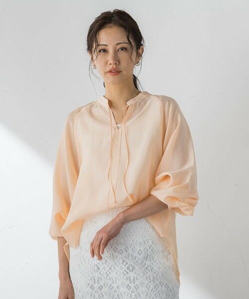 LAUTREAMONT / ロートレアモン シャツ・ブラウス | シアーブロードバンドカラーブラウス（オレンジ）