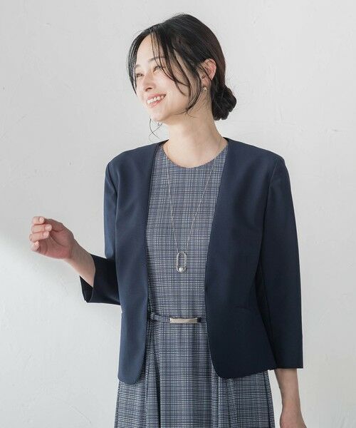 LAUTREAMONT / ロートレアモン テーラードジャケット | ジャージーノーカラージャケット（ネイビー）