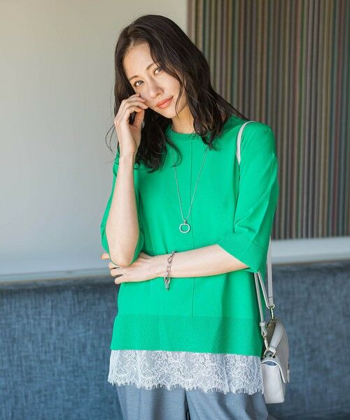 LAUTREAMONT / ロートレアモン カットソー | 裾レーススムースカットソー（ホワイト）