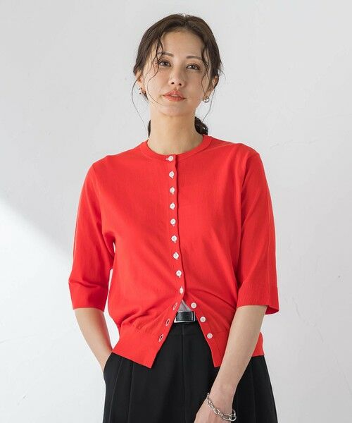LAUTREAMONT / ロートレアモン カーディガン・ボレロ | 多ボタン配色カーディガン（レッド）