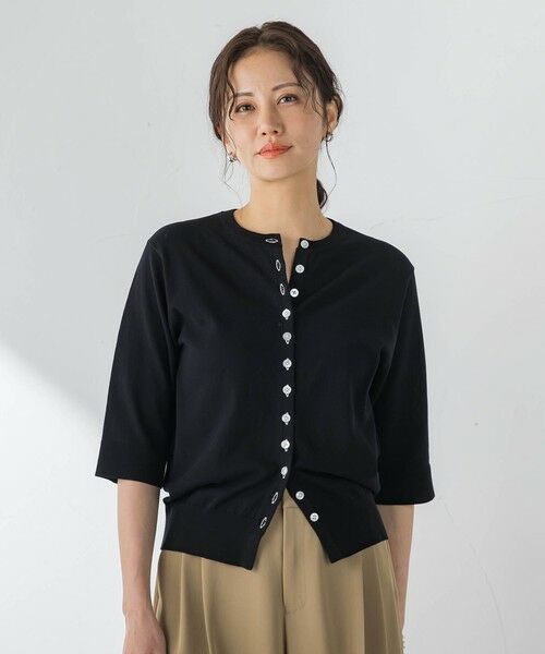 LAUTREAMONT / ロートレアモン カーディガン・ボレロ | 多ボタン配色カーディガン（ブラック）