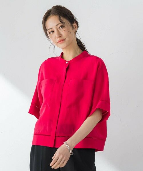 LAUTREAMONT / ロートレアモン シャツ・ブラウス | ハシゴレースシアーブロードブラウス（レッド）