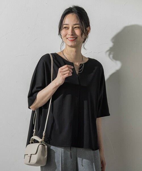 LAUTREAMONT / ロートレアモン カットソー | 【WEB限定】≪夏の体型カバーに≫タックフレアカットソー（ブラック）