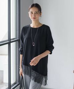 LAUTREAMONT / ロートレアモン シャツ・ブラウス | ≪+1でトレンドライク≫サテンアシメヘムレースブラウス