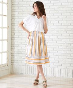 le.coeur blanc / ルクールブラン ミニ・ひざ丈スカート | マルチストライプフレアースカート