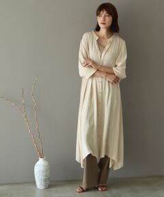 le.coeur blanc / ルクールブラン ロング・マキシ丈ワンピース | ビンテージサテンメタルボタンシャツワンピース