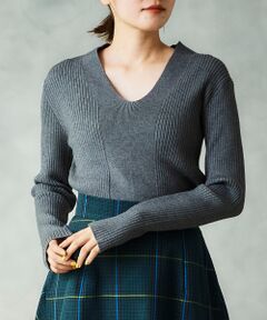 le.coeur blanc / ルクールブラン ニット・セーター | ストレッチヤーンVネックリブニット