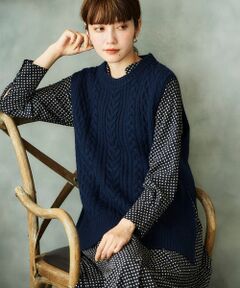 le.coeur blanc / ルクールブラン ニット・セーター | ケーブルロングニットベスト