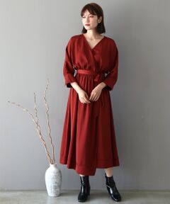 le.coeur blanc / ルクールブラン ロング・マキシ丈ワンピース | サテンカシュクールギャザーワンピース