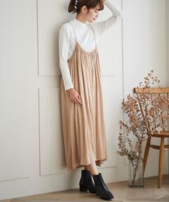 le.coeur blanc / ルクールブラン ロング・マキシ丈ワンピース | ドレープサテンギャザーキャミワンピ