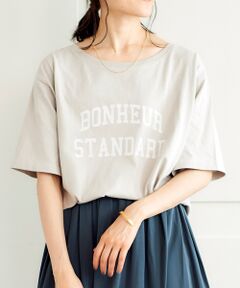 5分袖ロゴプリントTシャツ