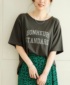 5分袖ロゴプリントTシャツ