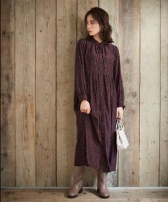 le.coeur blanc / ルクールブラン ロング・マキシ丈ワンピース | フラワーレオパードギャザーワンピース