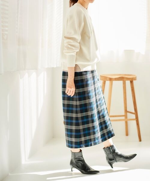 le.coeur blanc / ルクールブラン ロング・マキシ丈スカート | カラーチェックサイドボタンスカート | 詳細9