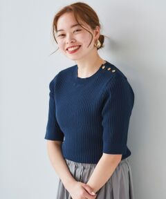 le.coeur blanc / ルクールブラン ニット・セーター | 肩釦付き透かしリブニットプルオーバー