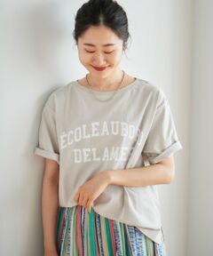 5分袖ロゴプリントTシャツ