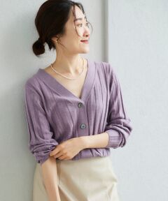 le.coeur blanc / ルクールブラン カーディガン・ボレロ | ワイドリブキリカエVネックカーディガン