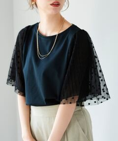 le.coeur blanc / ルクールブラン カットソー | ドットチュールスリーブカットソープルオーバー